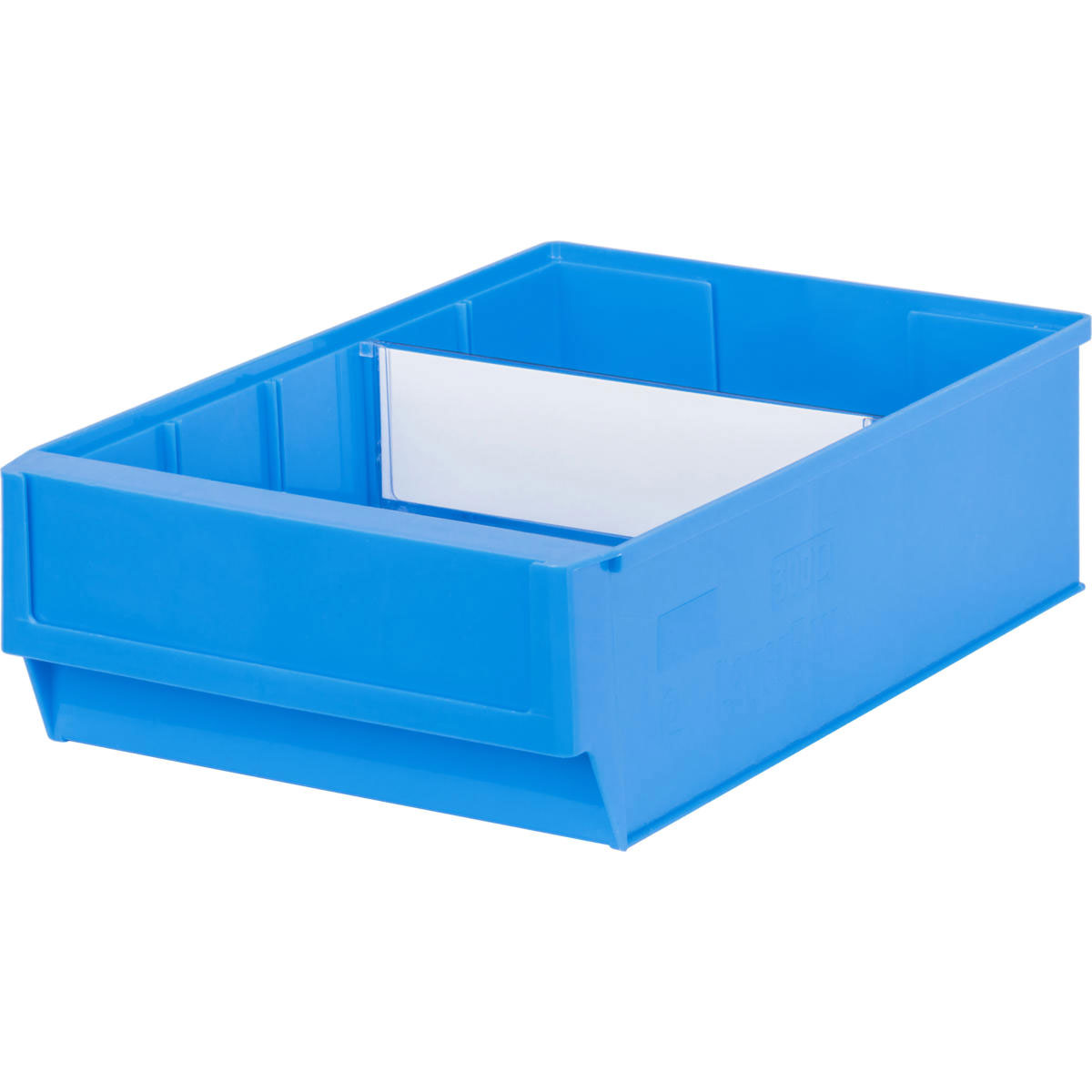 Regallagerbox-mit-Querteiler-und-Etikett Beschriftung der Trennelemente durch Etiketten (Zubehör optional)