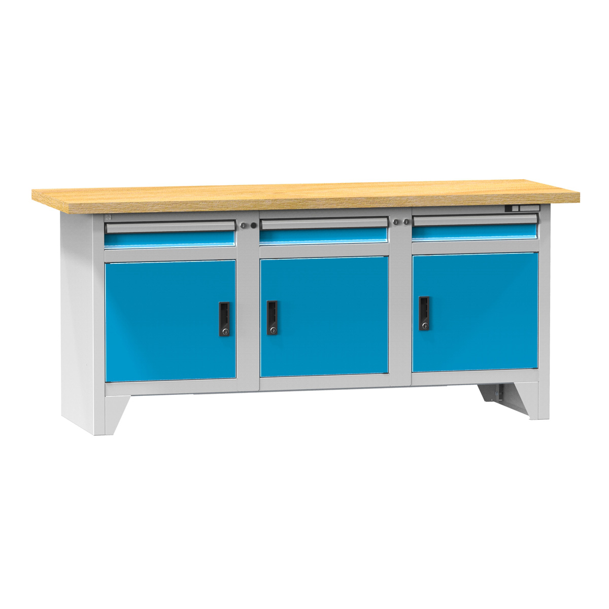 Kompaktwerkbank mit 3 Türen, 3 Schubladen, Multiplexplatte