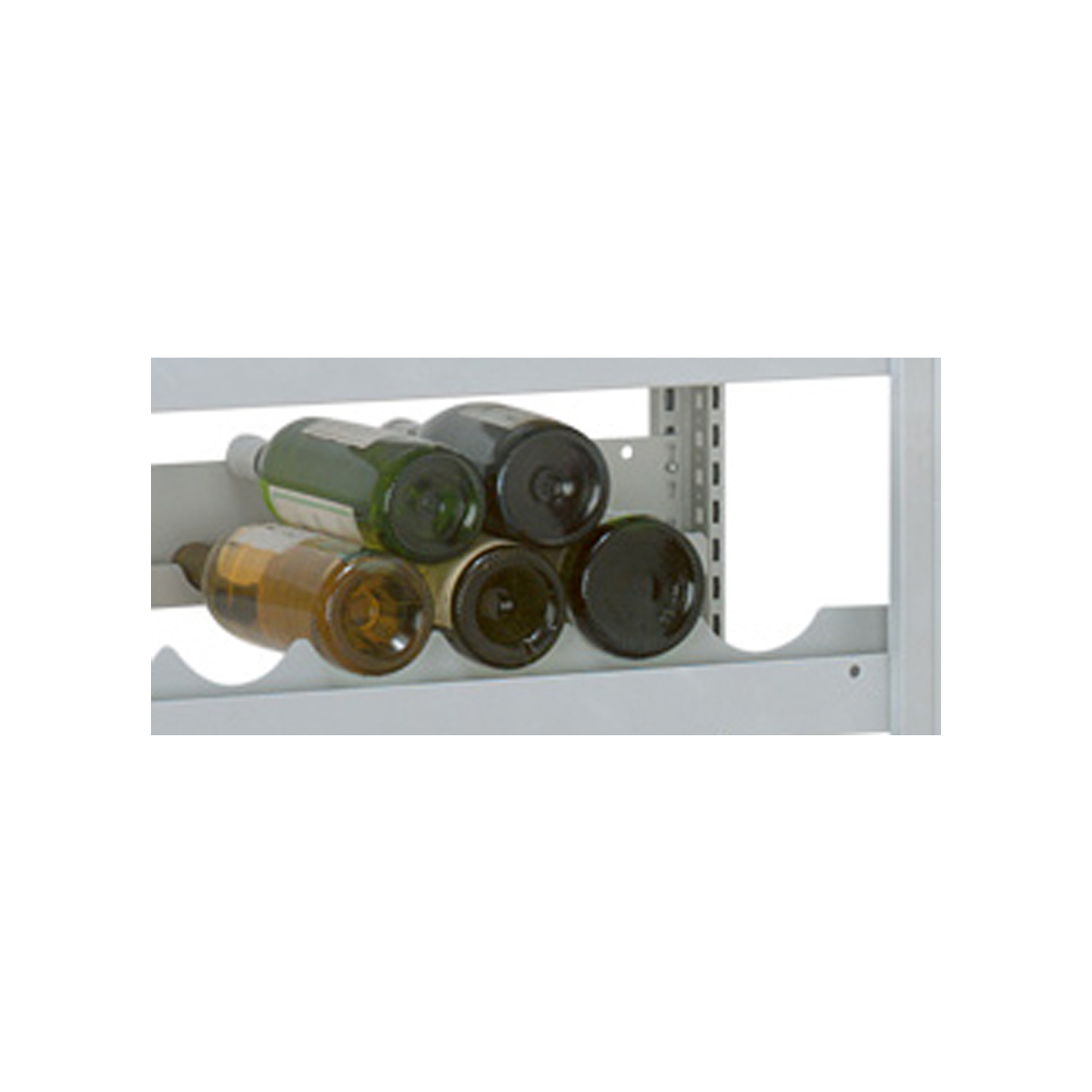 Flachenlagerung-liegend-doppelt Weinregal Flaschen liegend lagern, doppelte Lagermöglichkeit, Fachlast 35 kg/Ebene