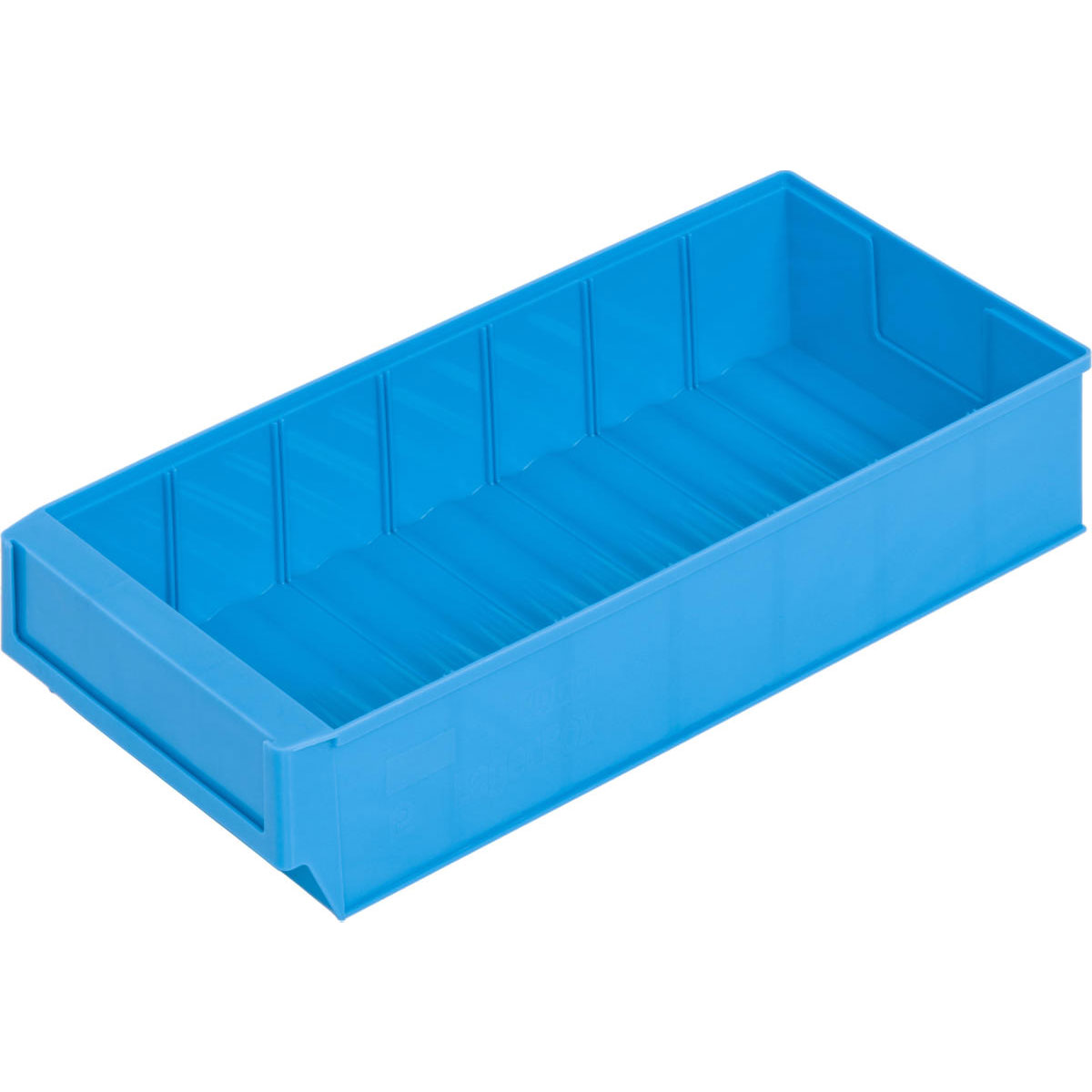 LB4020-400x183x81_Blau_ Regallagerbox 400 mm lang mit Etikettenfeld und optionalen Trenneinsätzen