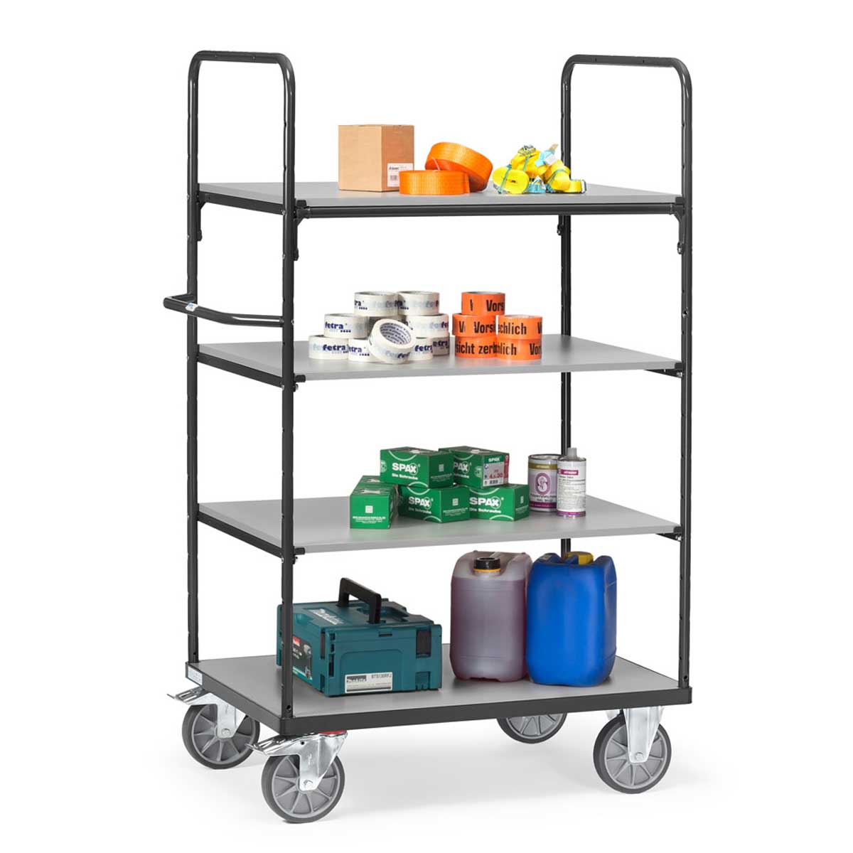 Anwendungsfoto für Etagenwagen 4 Transportebenen, Tragkraft 600 kg