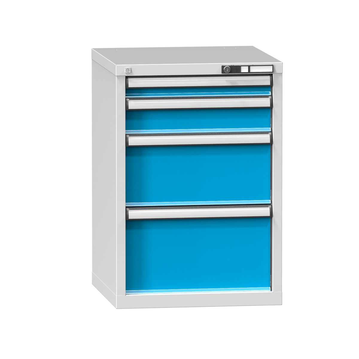 Schubladenschrank-CA183E-4-Laden Schubladenschrank mit 4 Schubladen, RAL 7035/5012