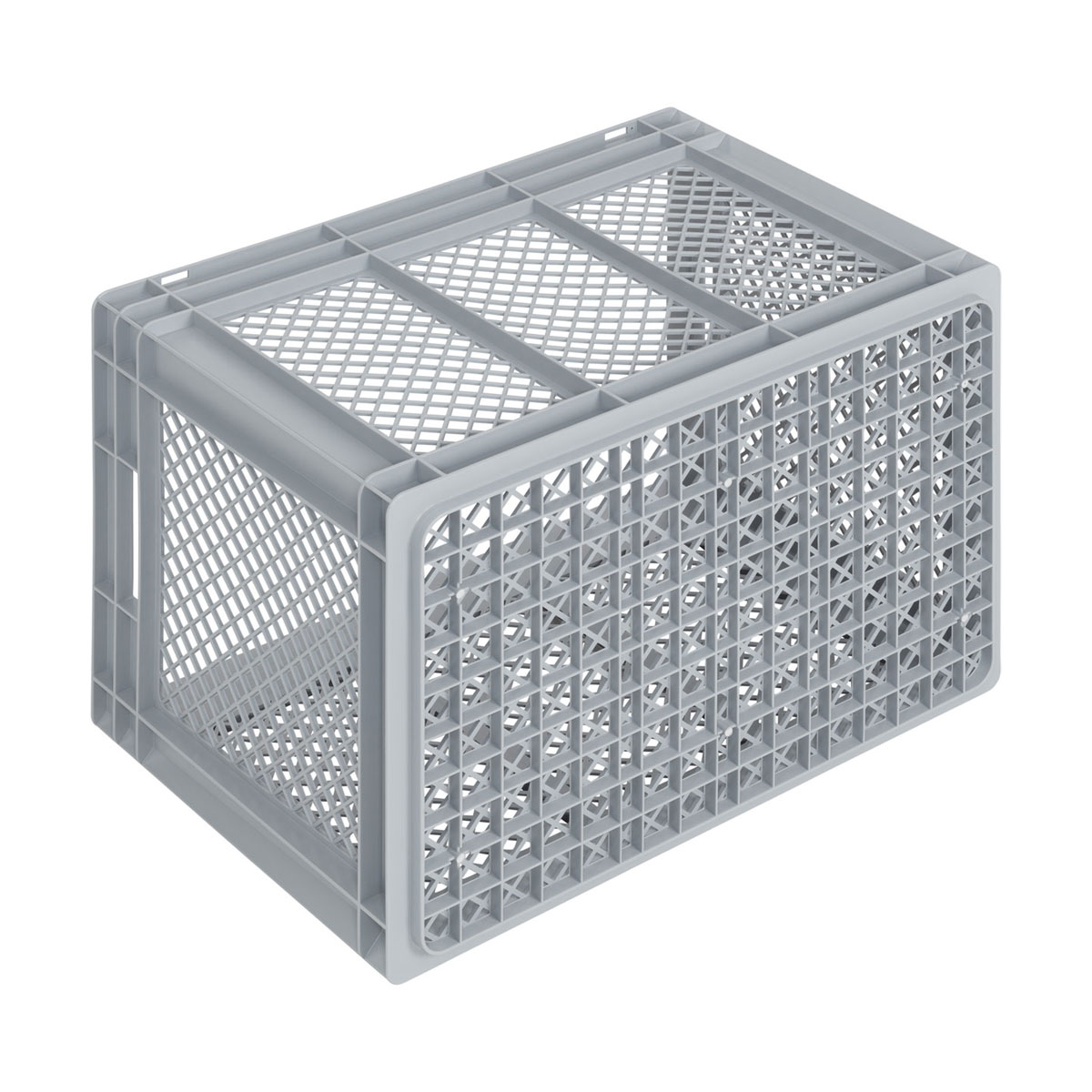 NB80V3_600x400x420_02_w Newbox 80, v3, 600x400x420 mm, grau, Boden und Wände durchbrochen