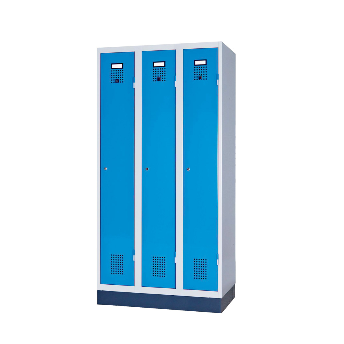 Garderobenschrank-3-T-ren Garderobeschrank 3 Abteile, Gehäuse und Türen RAL 7035
