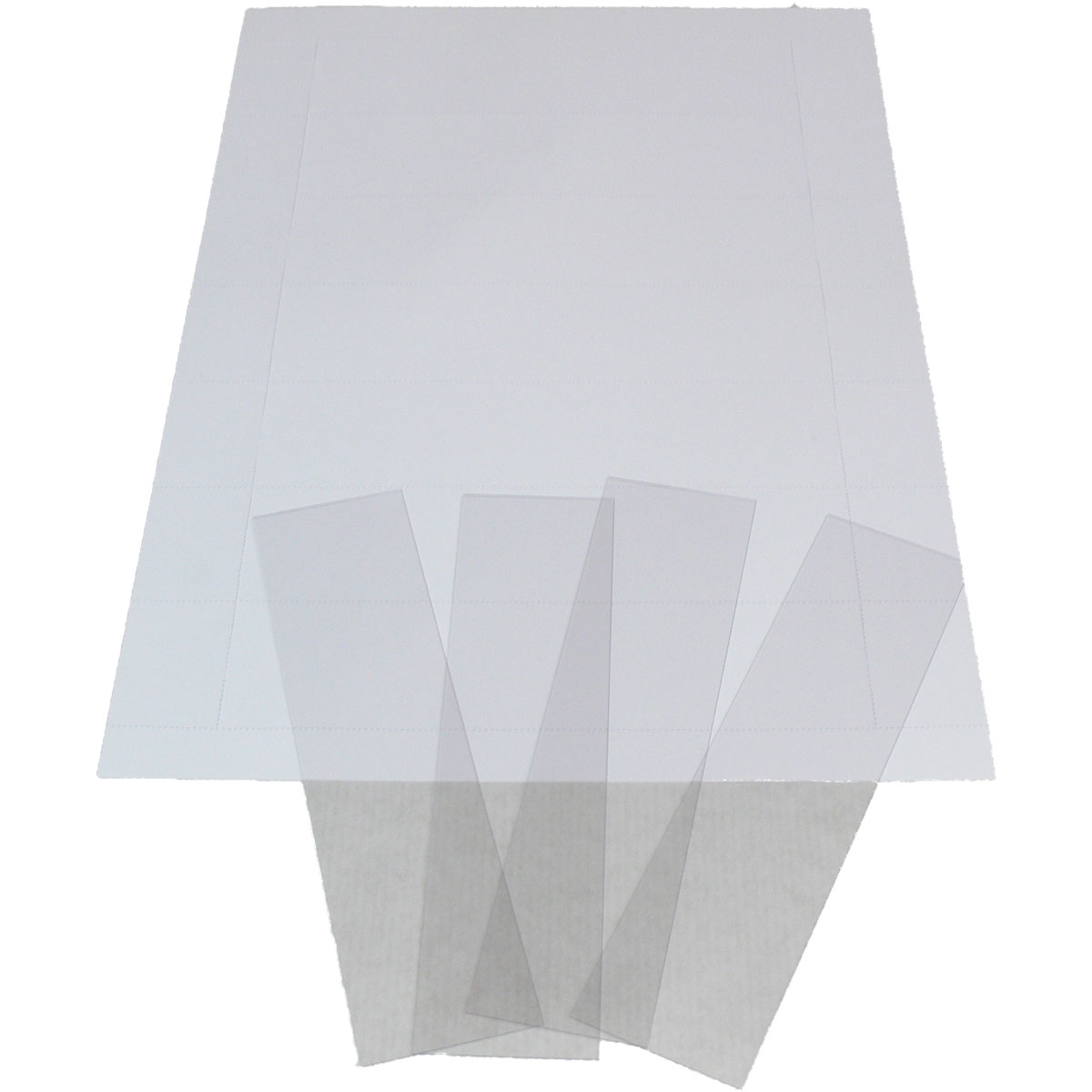 Etiketten_w Etiketten zu Behälter 9074, 100 Stück A4, weiß, perforiert, mit PVC Abdeckfolie
