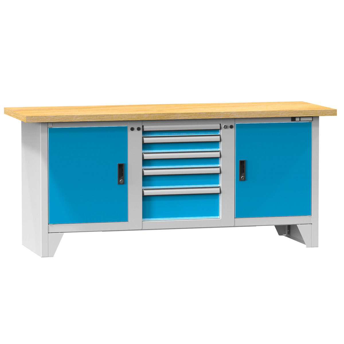 Kompaktwerkbank mit 2 Türen, 5 Schubladen, Mulltiplexplatte