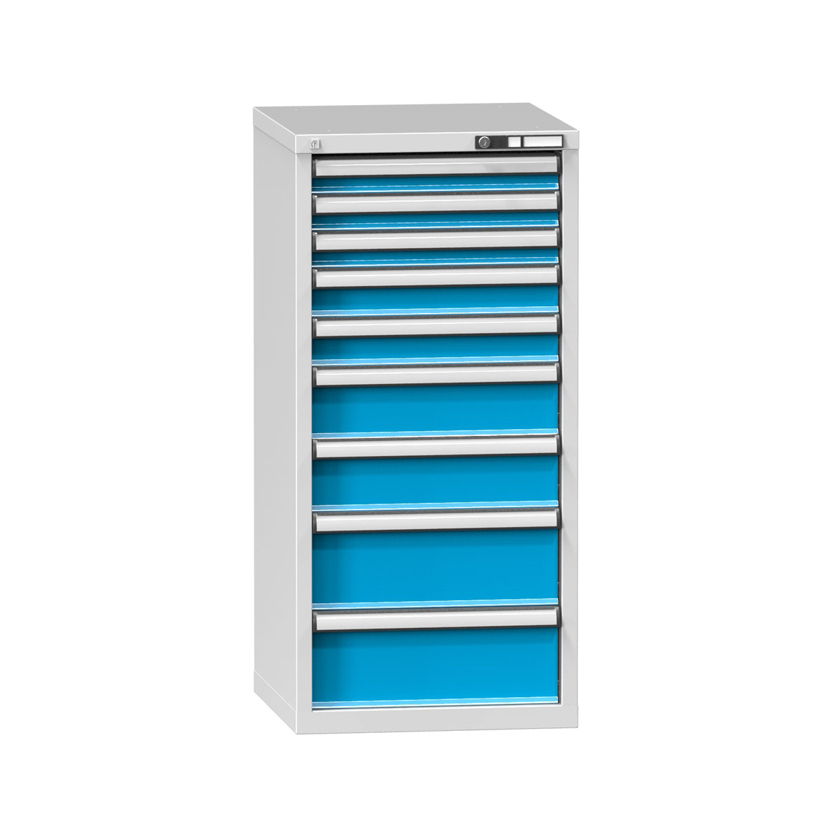 Schubladenschrank-CA1204E Schubladenschrank mit 9 Schubladen, RAL 7035/5012
