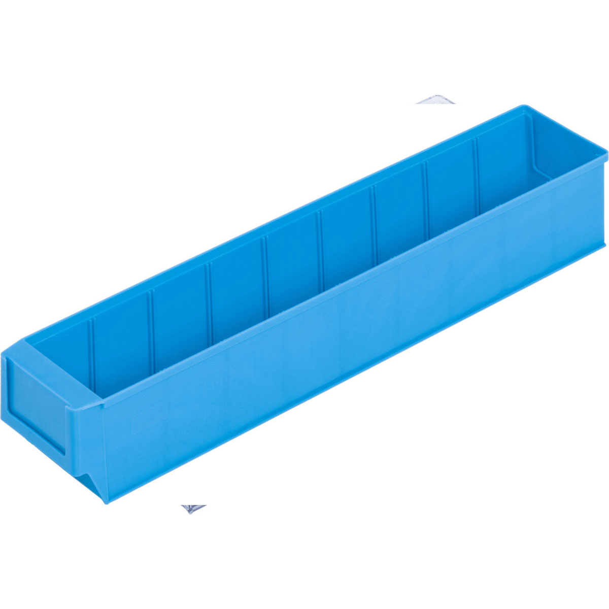 LB5010-500x91x81_Blau_ Regallagerbox 500 mm lang Rückseite mit Regalstopp möglich