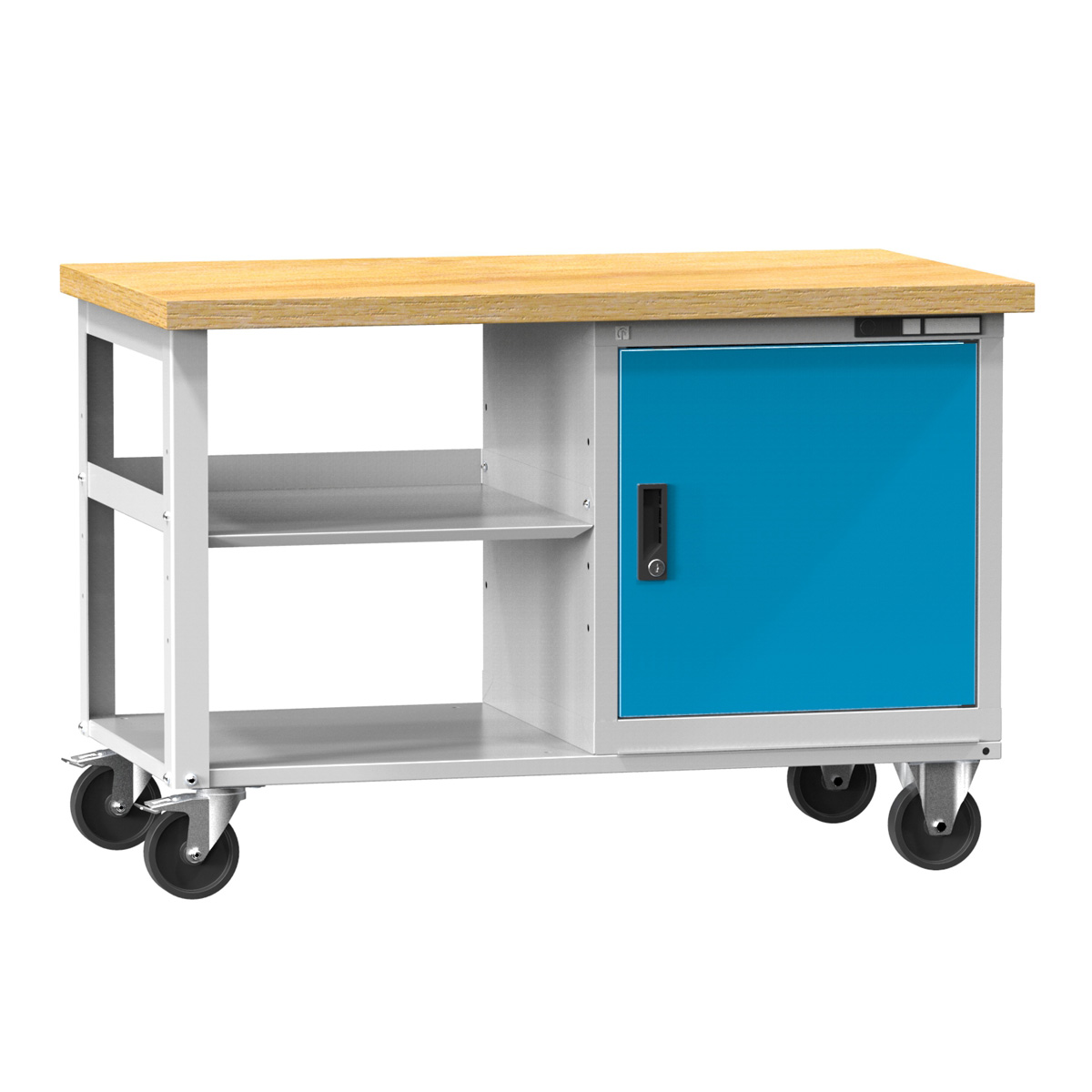 Mobile Werkbank mit 120x70 cm mit Buchenplatte