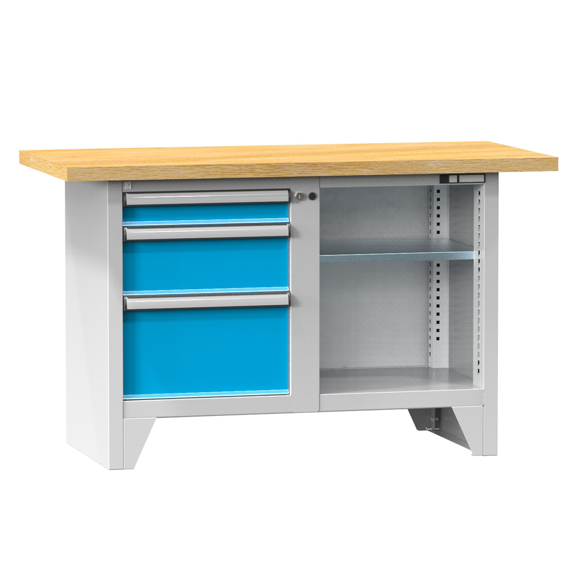 Kompaktwerkbank mit 2 Schubladen und Ablagefach verstellbar, Multiplexplatte