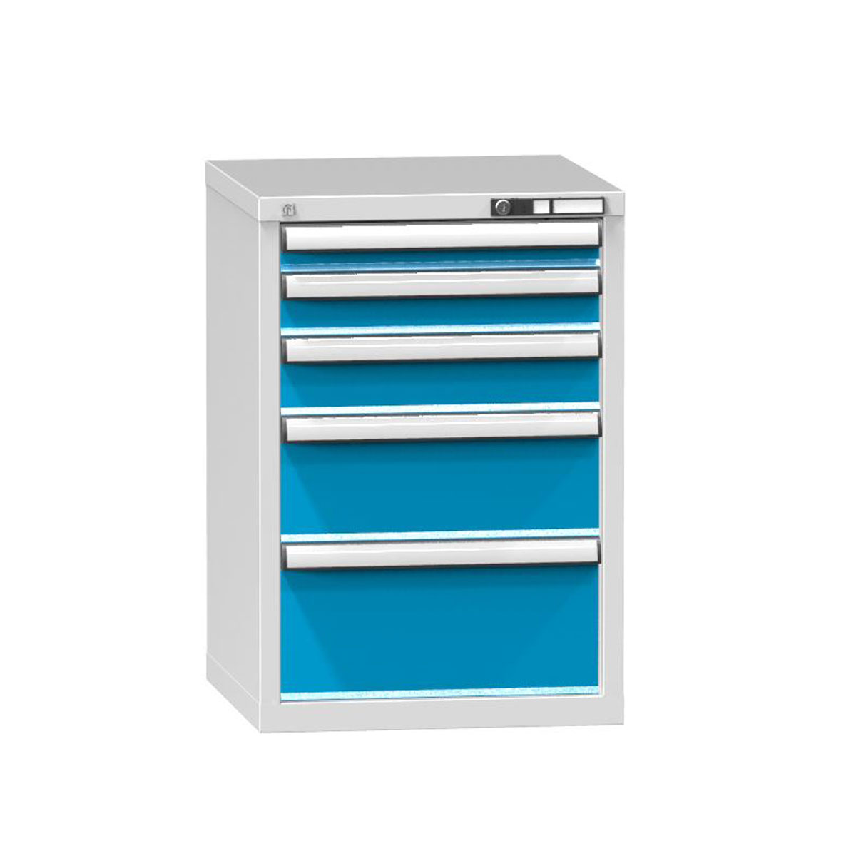 Schubladenschrank-CA1844_2 Schubladenschrank mit 5 Schubladen, RAL 7035/5012